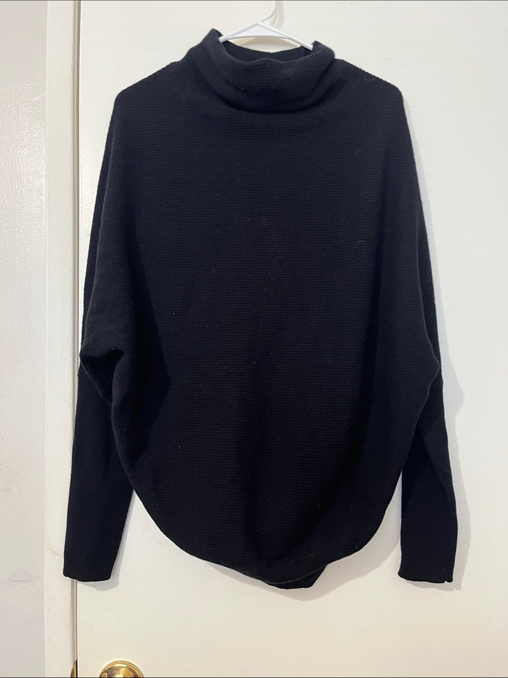All Saints Black Turtleneck Sweater Wool Blend Minimalist Knit Size L